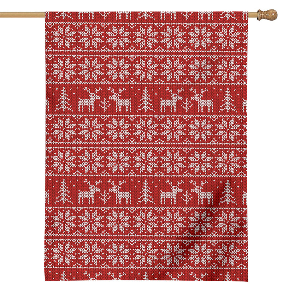 Christmas Deer Knitted Pattern Print House Flag