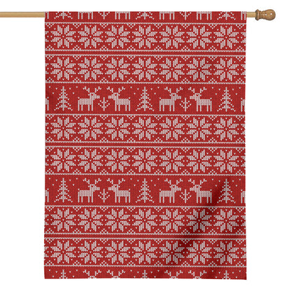 Christmas Deer Knitted Pattern Print House Flag