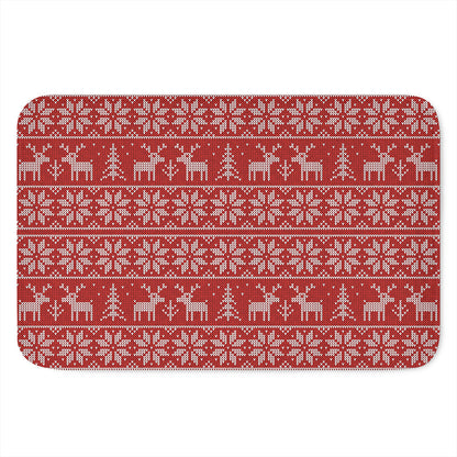 Christmas Deer Knitted Pattern Print Indoor Door Mat