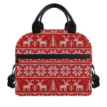 Christmas Deer Knitted Pattern Print Insulated Lunch Bag