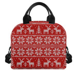 Christmas Deer Knitted Pattern Print Insulated Lunch Bag