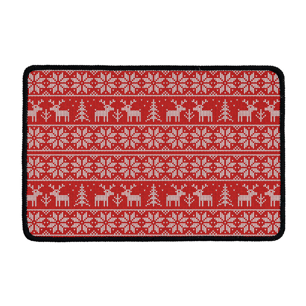 Christmas Deer Knitted Pattern Print Kitchen Mat