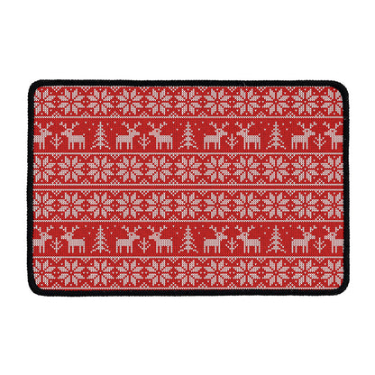 Christmas Deer Knitted Pattern Print Kitchen Mat