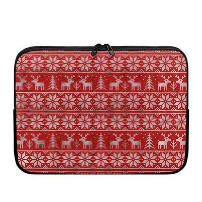 Christmas Deer Knitted Pattern Print Laptop Sleeve
