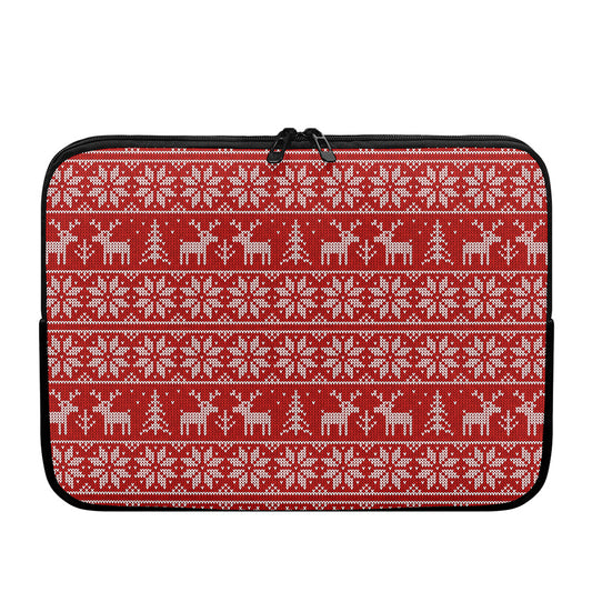 Christmas Deer Knitted Pattern Print Laptop Sleeve