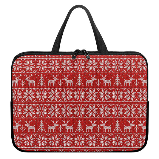 Christmas Deer Knitted Pattern Print Laptop Sleeve With Handle