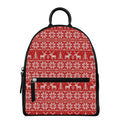 Christmas Deer Knitted Pattern Print Leather Backpack