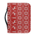 Christmas Deer Knitted Pattern Print Leather Bible Cover