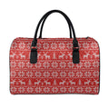 Christmas Deer Knitted Pattern Print Leather Duffel Bag