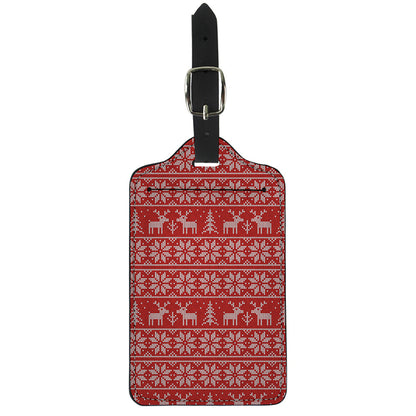 Christmas Deer Knitted Pattern Print Luggage Tag