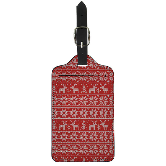Christmas Deer Knitted Pattern Print Luggage Tag