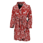 Christmas Deer Knitted Pattern Print Men's Bathrobe