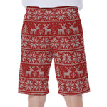 Christmas Deer Knitted Pattern Print Men's Beach Shorts