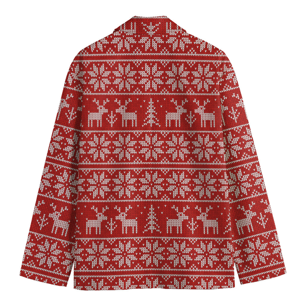 Christmas Deer Knitted Pattern Print Men's Blazer