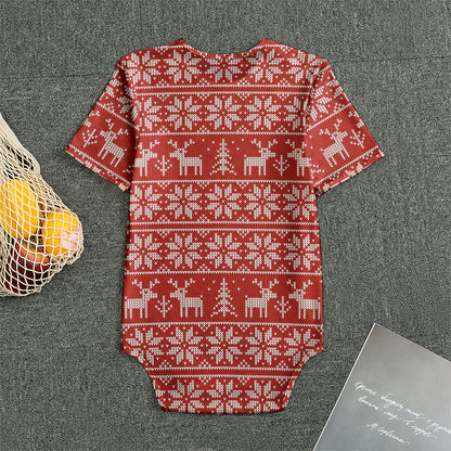 Christmas Deer Knitted Pattern Print Men's Bodysuit