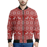 Christmas Deer Knitted Pattern Print Men's Bomber Jacket