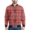 Christmas Deer Knitted Pattern Print Men's Bomber Jacket