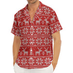 Christmas Deer Knitted Pattern Print Men's Deep V-Neck Shirt