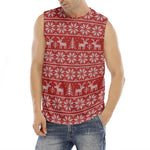 Christmas Deer Knitted Pattern Print Men's Fitness Tank Top