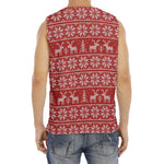 Christmas Deer Knitted Pattern Print Men's Fitness Tank Top