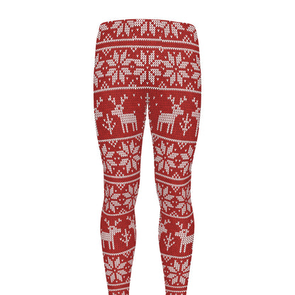 Christmas Deer Knitted Pattern Print Men's leggings