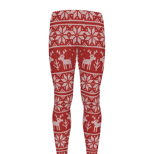 Christmas Deer Knitted Pattern Print Men's leggings