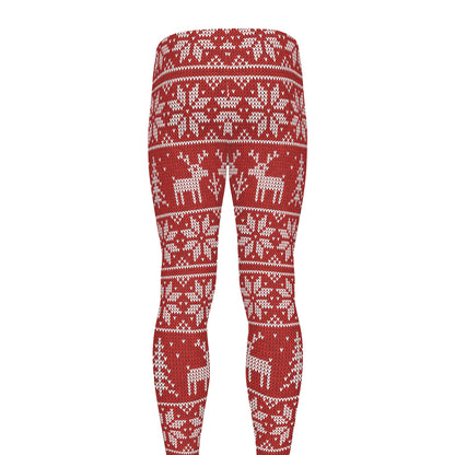 Christmas Deer Knitted Pattern Print Men's leggings
