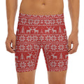 Christmas Deer Knitted Pattern Print Men's Long Boxer Briefs