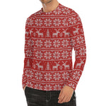 Christmas Deer Knitted Pattern Print Men's Long Sleeve Rash Guard