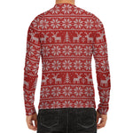 Christmas Deer Knitted Pattern Print Men's Long Sleeve Rash Guard