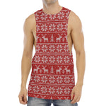 Christmas Deer Knitted Pattern Print Men's Muscle Tank Top