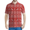 Christmas Deer Knitted Pattern Print Men's Polo Shirt