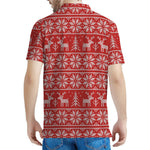 Christmas Deer Knitted Pattern Print Men's Polo Shirt