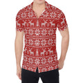 Christmas Deer Knitted Pattern Print Men's Shirt