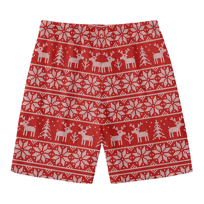 Christmas Deer Knitted Pattern Print Men's Swim Trunks