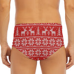 Christmas Deer Knitted Pattern Print Men's Triangle Swim Briefs