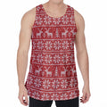 Christmas Deer Knitted Pattern Print Men's Velvet Tank Top