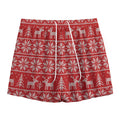 Christmas Deer Knitted Pattern Print Mesh Shorts