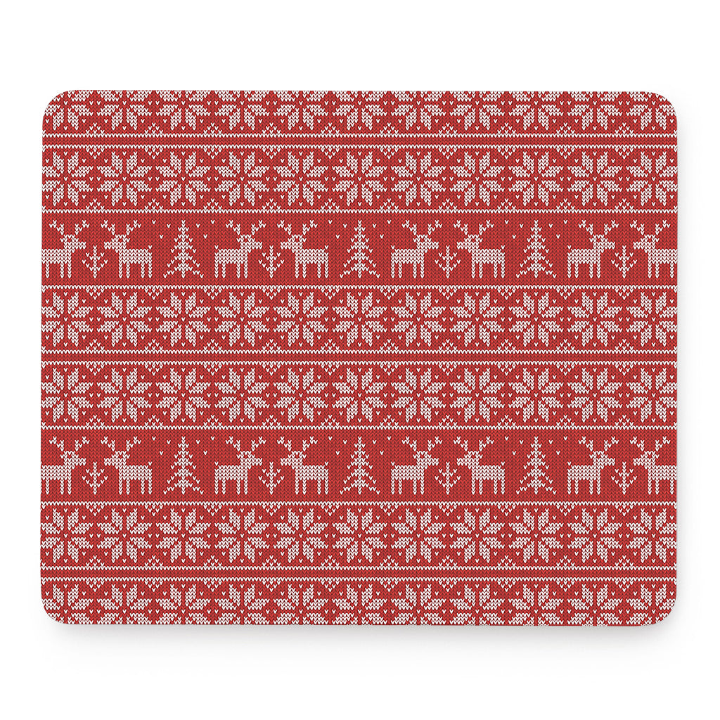 Christmas Deer Knitted Pattern Print Mouse Pad
