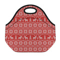 Christmas Deer Knitted Pattern Print Neoprene Lunch Bag