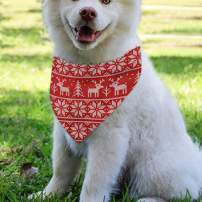 Christmas Deer Knitted Pattern Print Over The Collar Dog Bandana