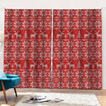 Christmas Deer Knitted Pattern Print Pencil Pleat Curtains