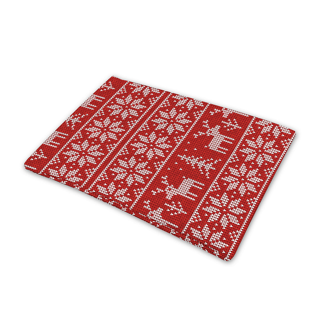 Christmas Deer Knitted Pattern Print Pet Cooling Mat Cover