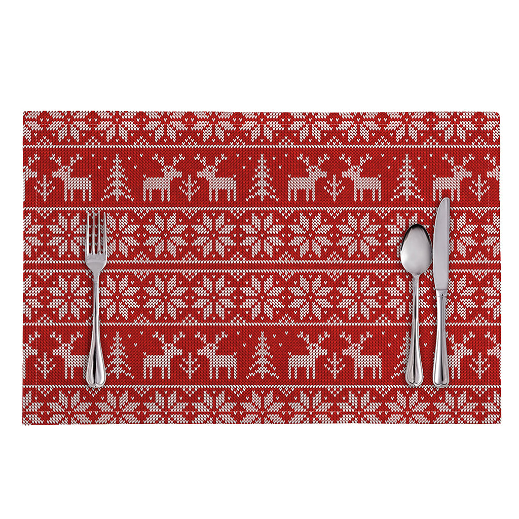 Christmas Deer Knitted Pattern Print Placemat