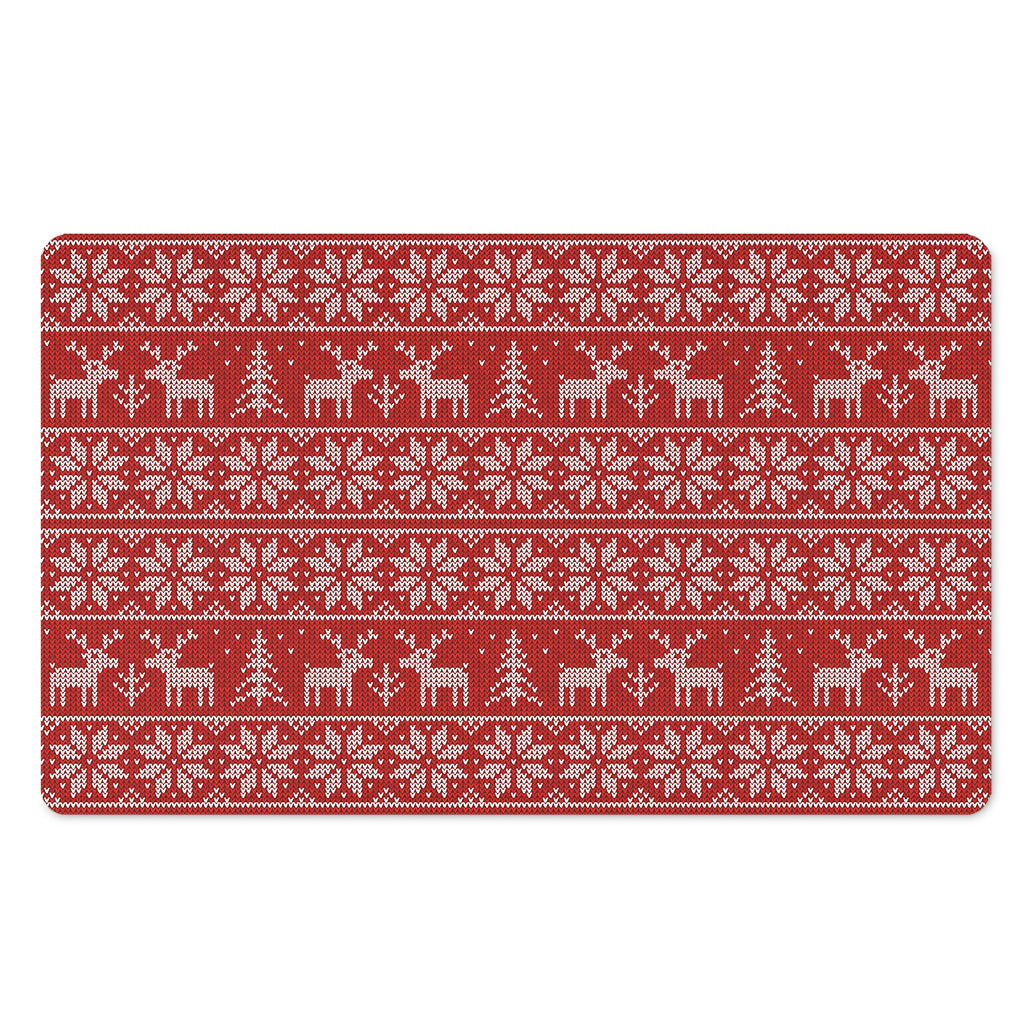 Christmas Deer Knitted Pattern Print Polyester Doormat