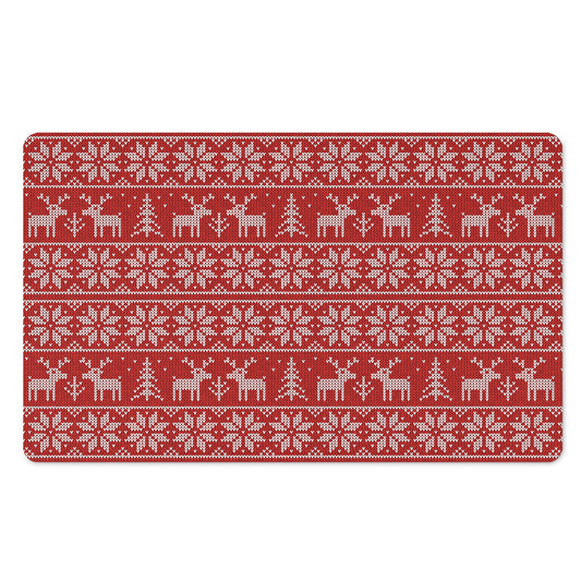 Christmas Deer Knitted Pattern Print Polyester Doormat