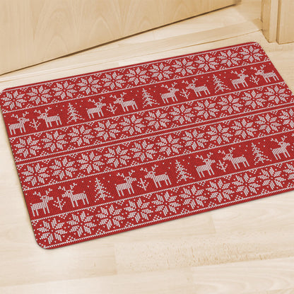 Christmas Deer Knitted Pattern Print Polyester Doormat
