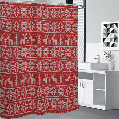 Christmas Deer Knitted Pattern Print Premium Shower Curtain