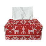 Christmas Deer Knitted Pattern Print Rectangle Tissue Box Cover