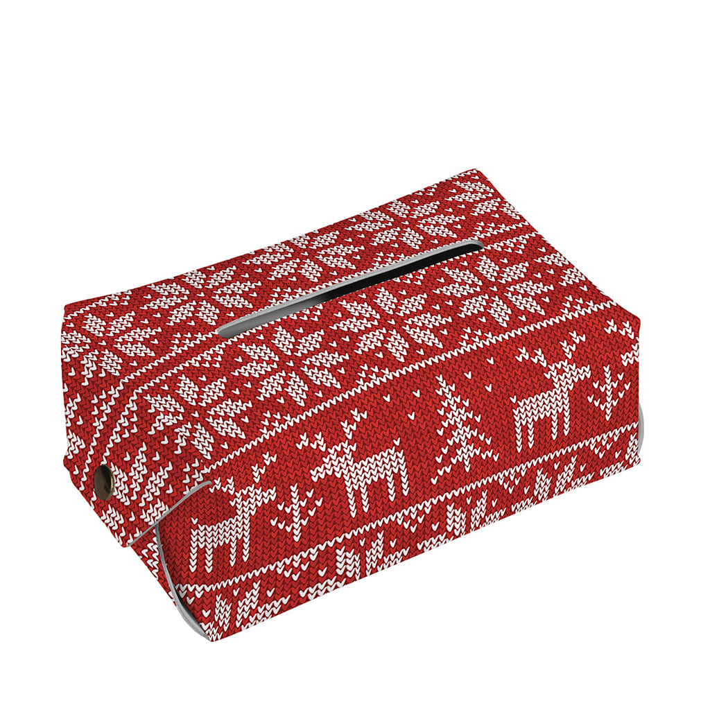 Christmas Deer Knitted Pattern Print Rectangle Tissue Box Cover